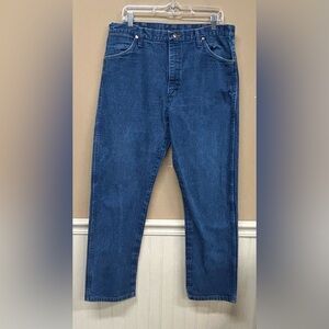 Wrangler Jeans Mens 38x29 Blue Medium Wash Straight Leg Cowboy 13MWZ